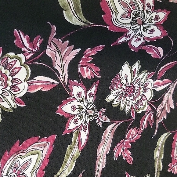 Roz & Ali Black Floral Tunic Pullover Button Down Hi Low Shirt Dress - Size L - Picture 6 of 12